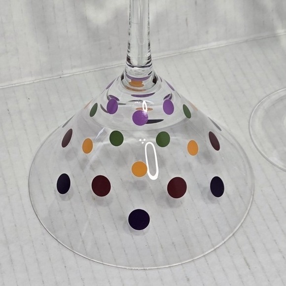 Pampered Chef  Polka Dot Martini Cosmo Glasses (2) Multi Color Dot Cocktail - Picture 3 of 4
